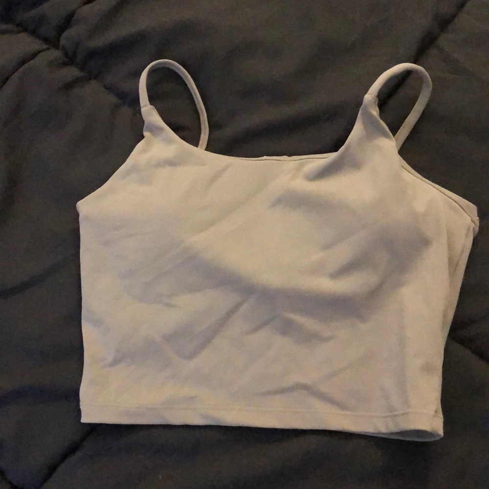 Olive green crop tank w/ built in bra